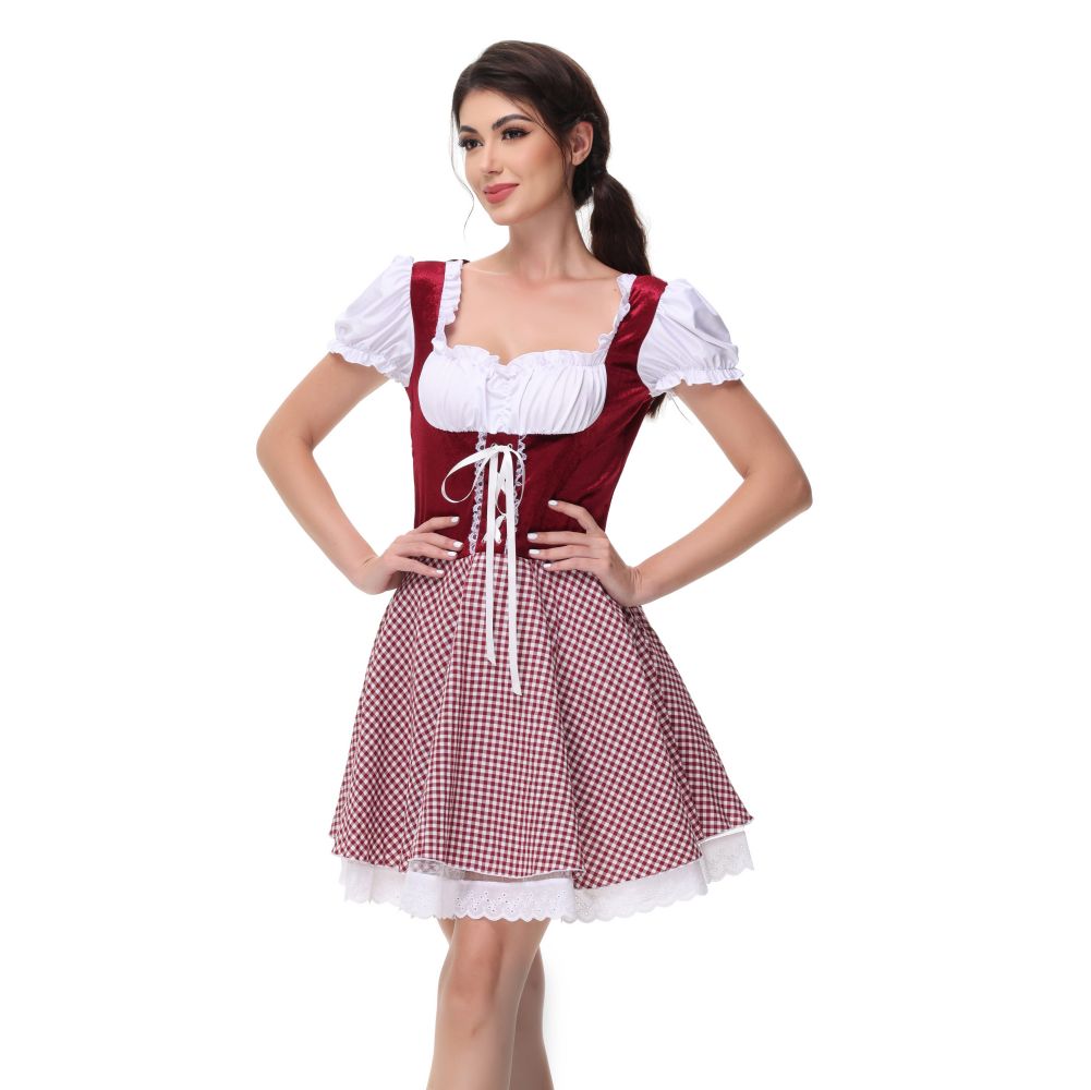Женская Dirndl платье Октоберфест костюм Баварский карнавал Хэллоуин костюм
